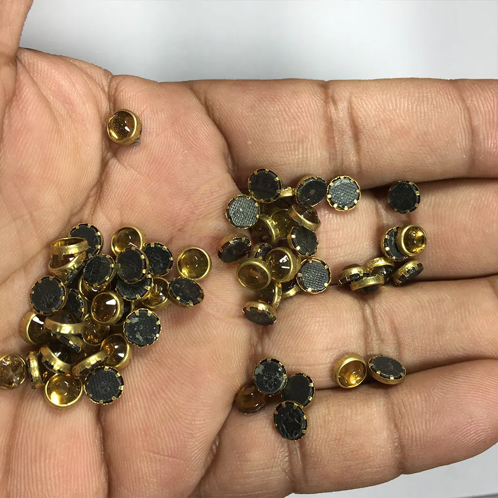 Fitting Kundan Stones Round Shape 6MM Gold Color (25grams)