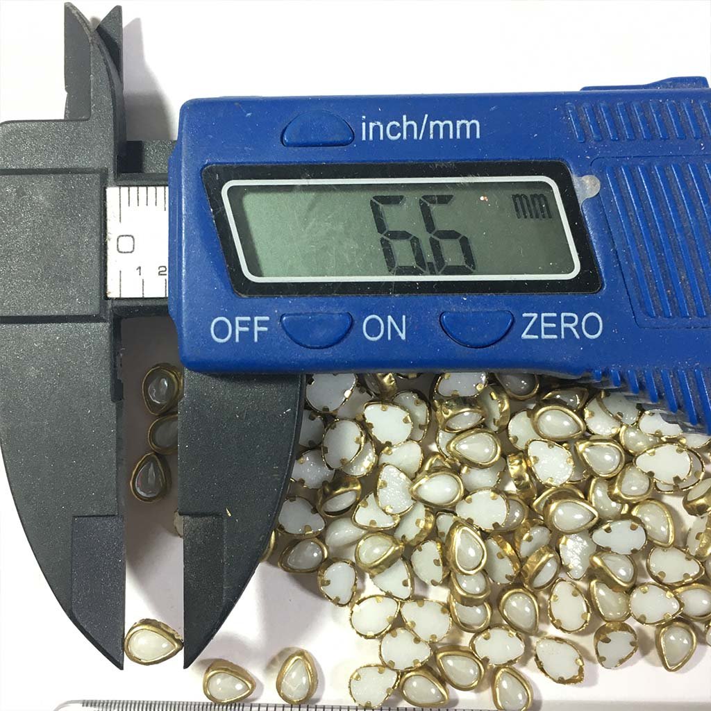 Ceramic Kundan Stone 6x4MM Pearl (25grams) Drop Shop White Color