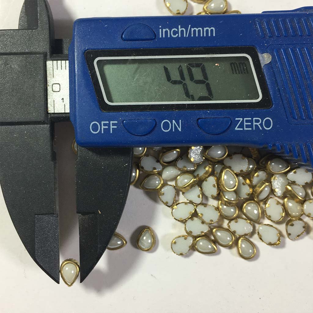 Ceramic Kundan Stone 6x4MM Pearl (25grams) Drop Shop White Color
