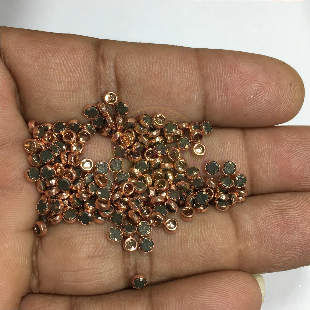 Fitting Stones Round Shape 3MM Copper Color (25grams)