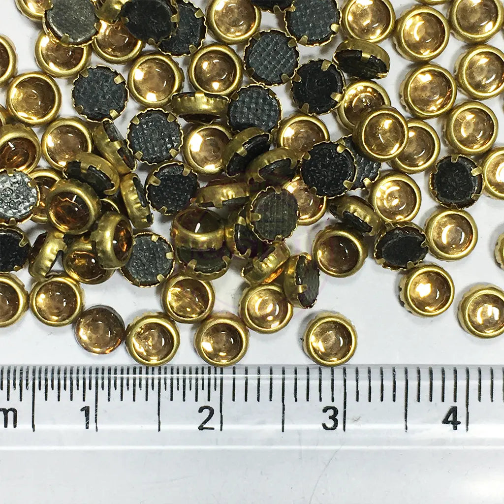 Fitting Stones Round Shape 4MM Gold Color (25grams)