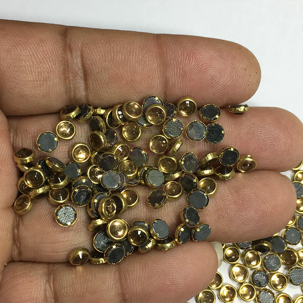 Fitting Stones Round Shape 5MM Gold Color (25grams)