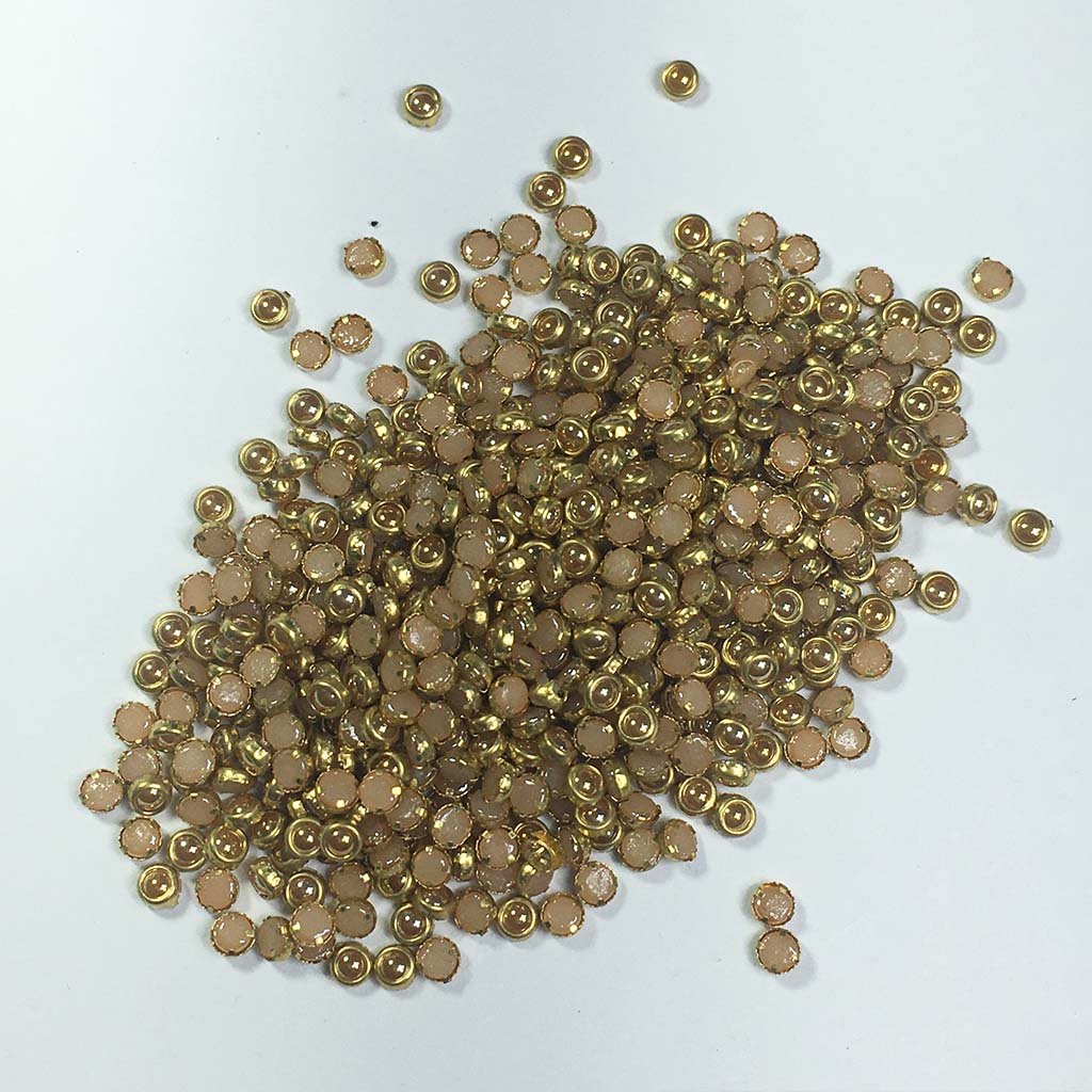 Ceramic Kundan Stone 3mm (20grams) Round Shape Gold Color