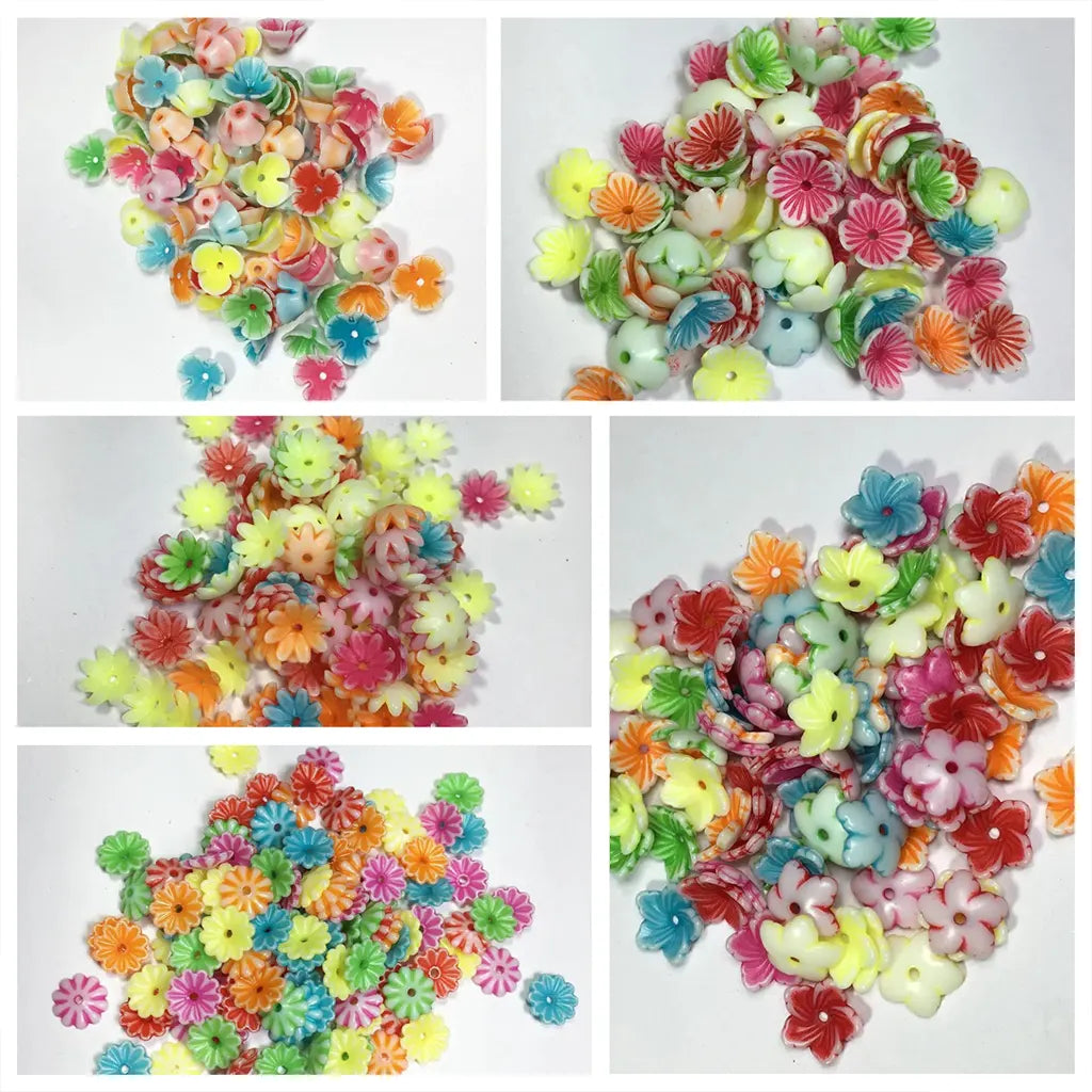 Flower Beads for Brooches Embroidery Design Mixed Colors 10grams