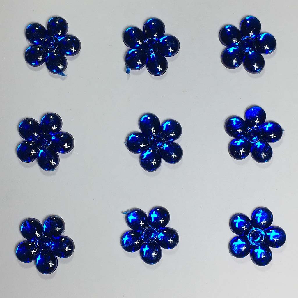 Flower Kundan Stone Blue Color 12pcs