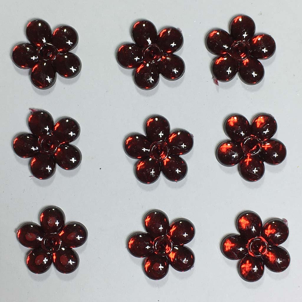 Flower Kundan Stone Maroon Red Color 12pcs