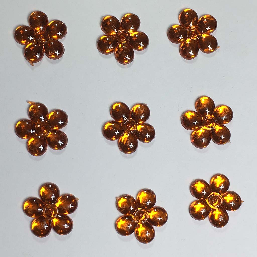 Flower Kundan Stone Orange Color 12pcs