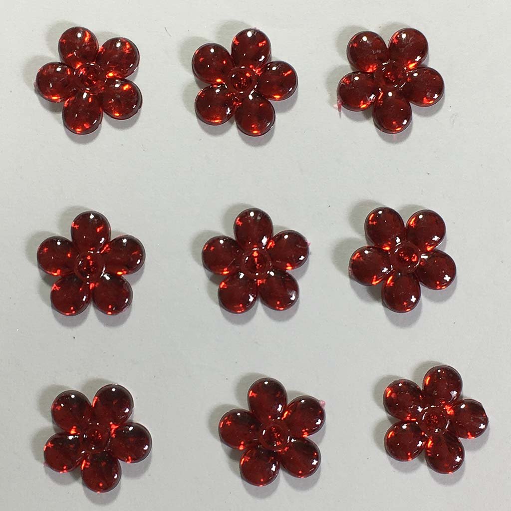 Flower Kundan Stone Red Color 12pcs
