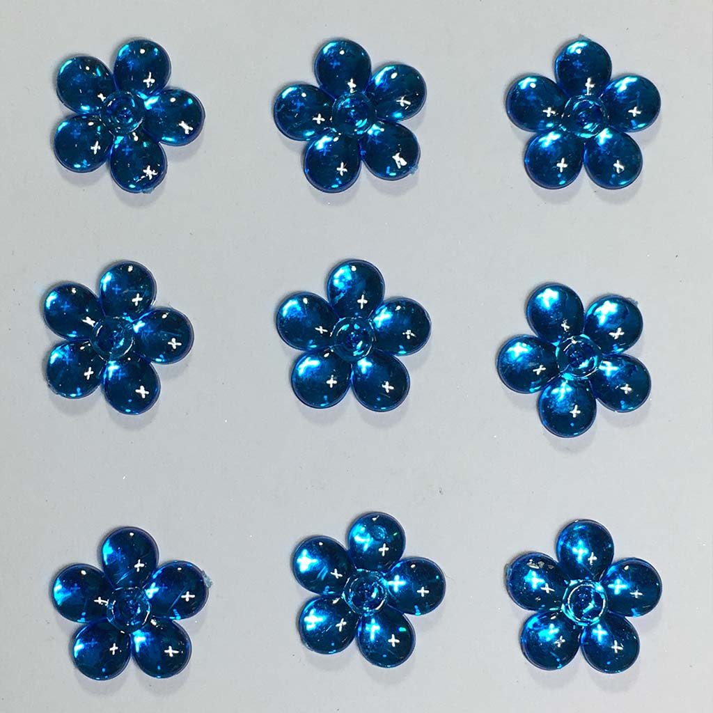 Flower Kundan Stone Sky Blue Color 12pcs