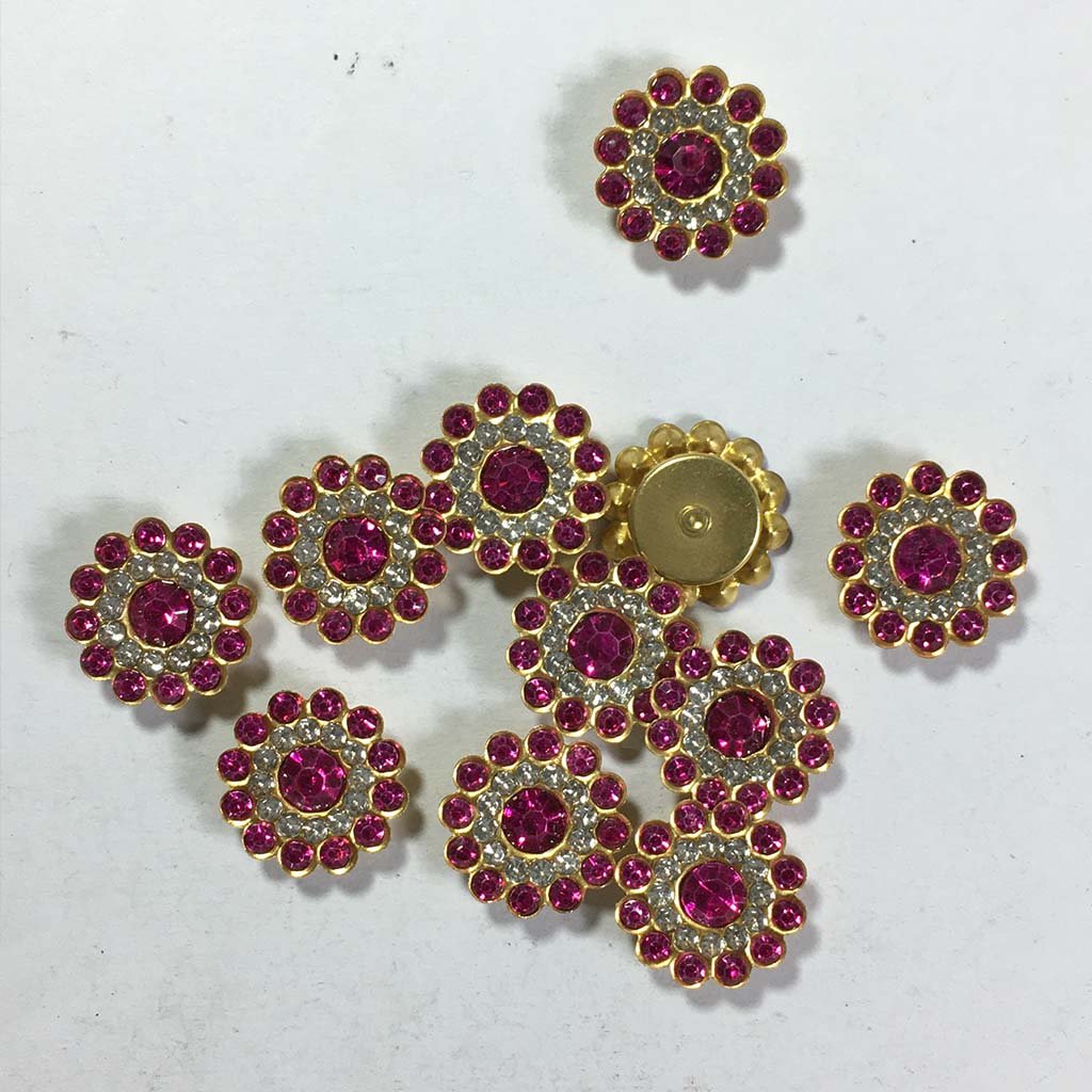 Flower Shape Sew Button Stones White with Rose Color 14mm (10Pcs)