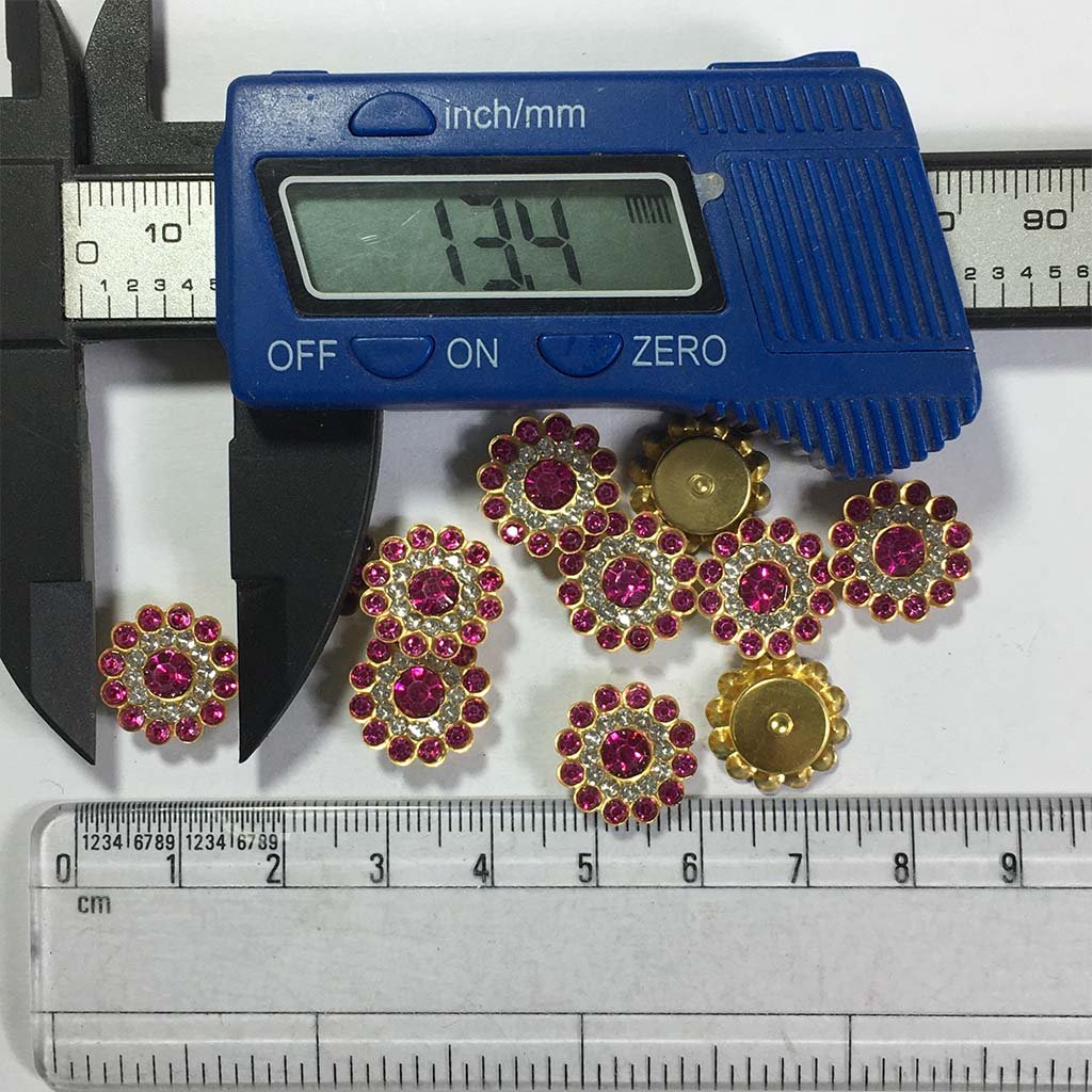 Flower Shape Sew Button Stones White with Rose Color 14mm (10Pcs)