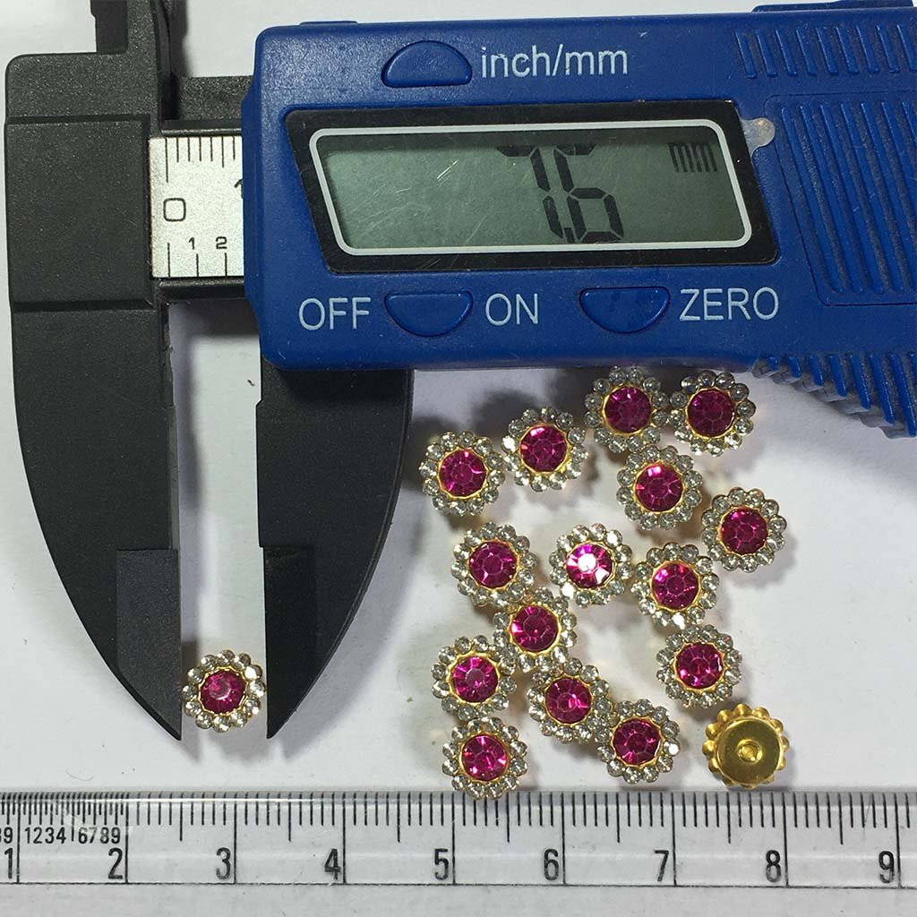 Flower Shape Sew Button Stones White with Rose Color 8mm (10Pcs)