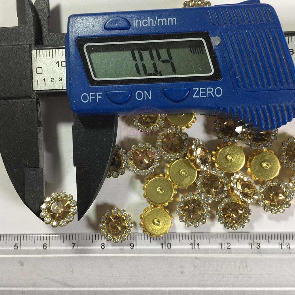 Flower Shape Sew Button Stones Gold Color (Size 10MM) 10Pcs