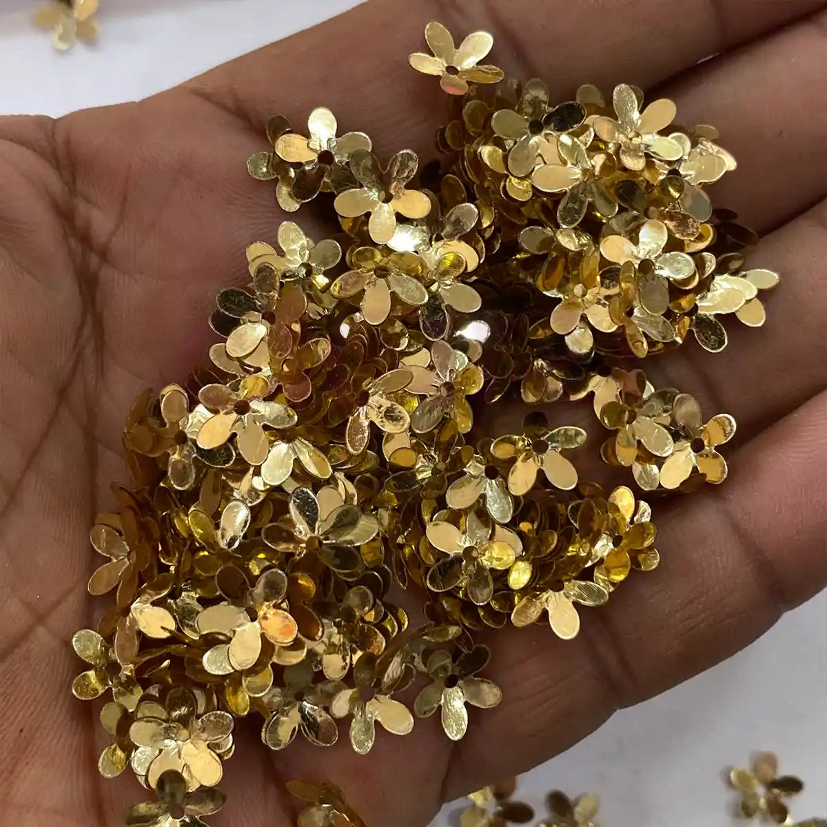 Flower Design Sequence Gold Color Shiny Sequin (10Grams)