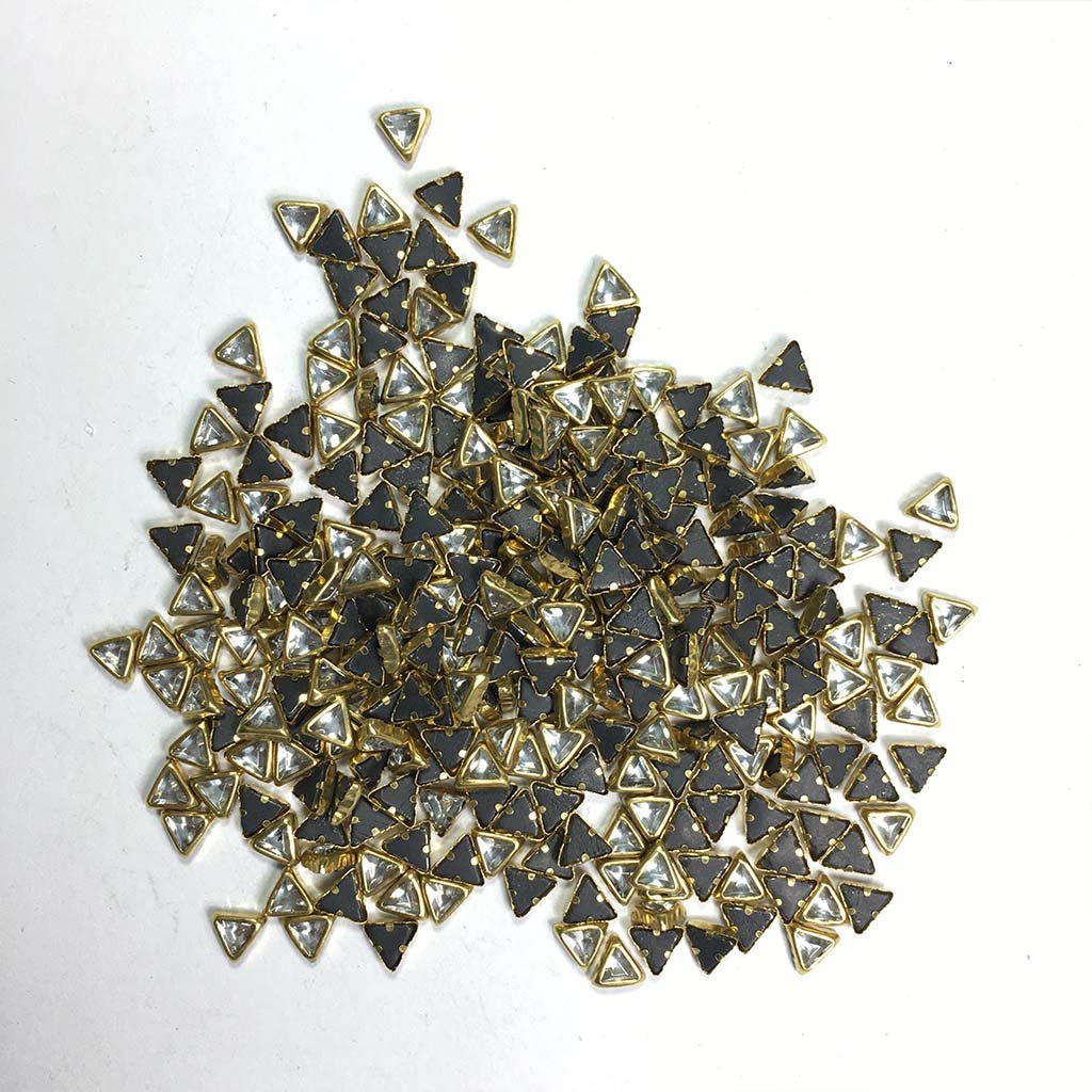 Framed Stone Flat Back Triangle Shape 4mm(4X4) Color White (25grams)