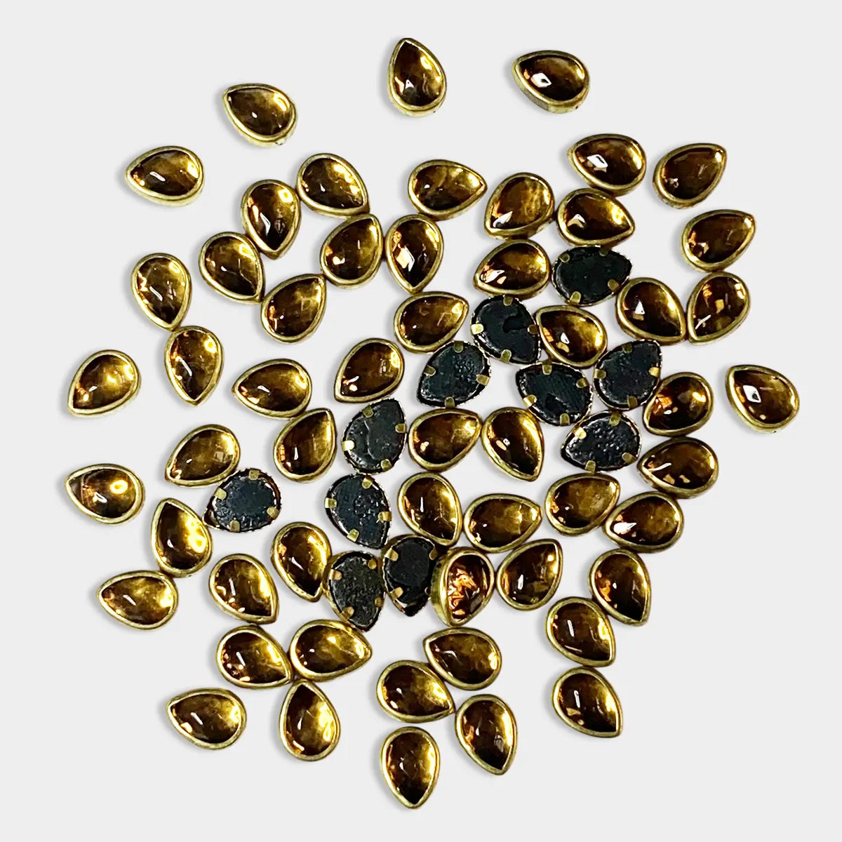 Framed Stone Flat Back Drop Shape 9x6mm Color Gold (25grams)