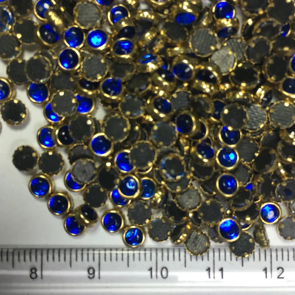 Glass Framed Stone Flat Back Round Shape 4mm Color Blue (20grams)