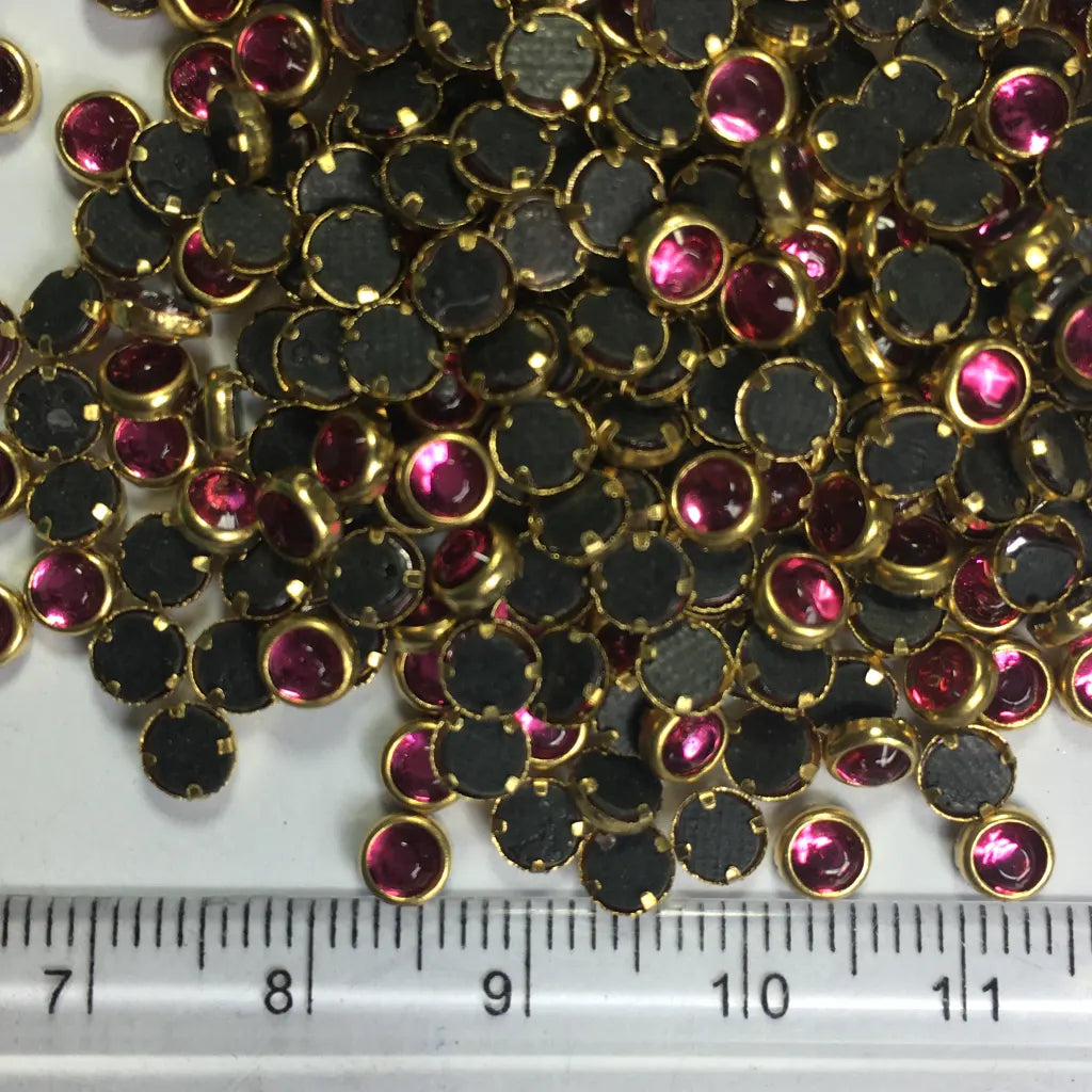 Glass Framed Stone Flat Back Round Shape 4mm Color Rose (20grams)