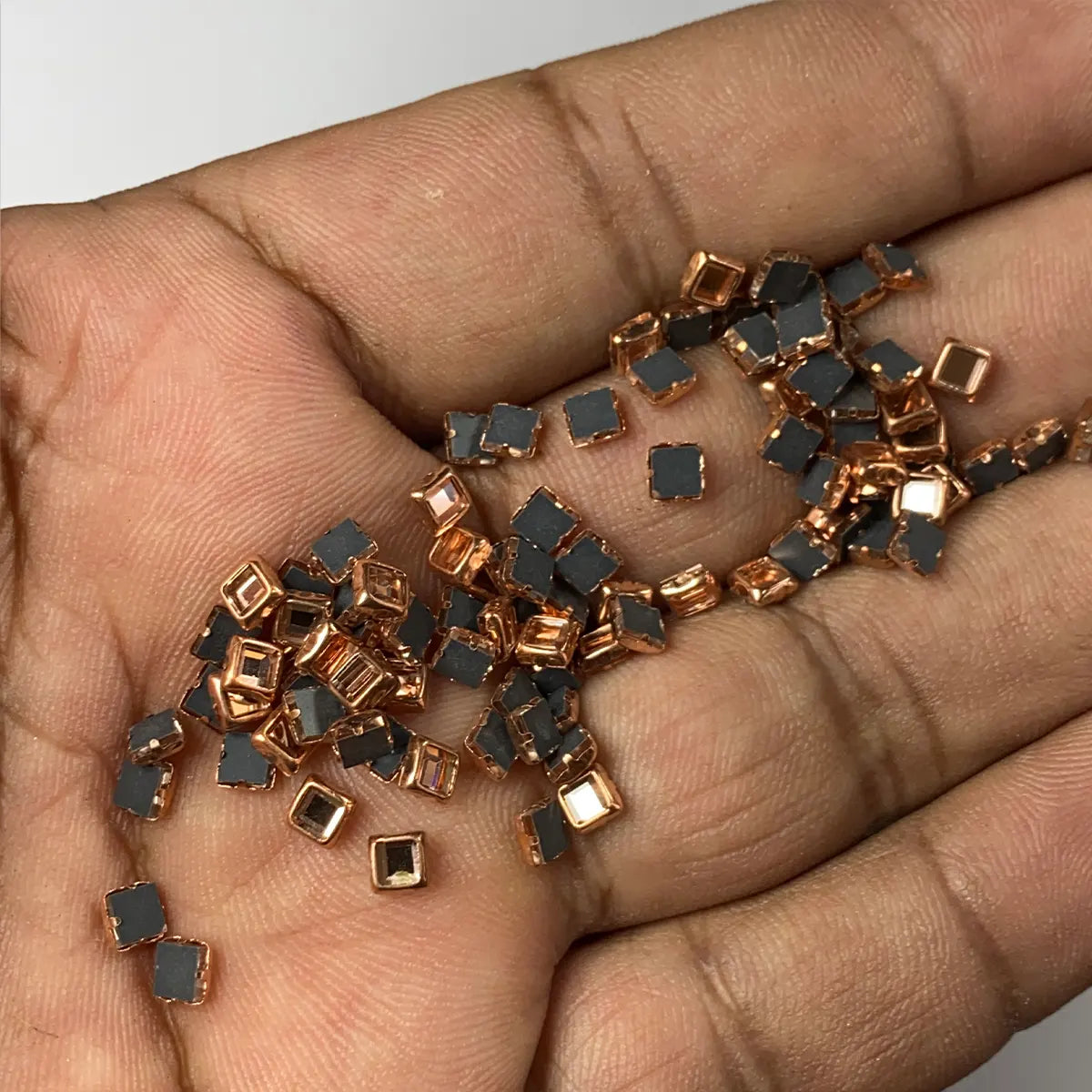 Framed Stone Flat Back Square Shape 3mm Copper Color (20grams)