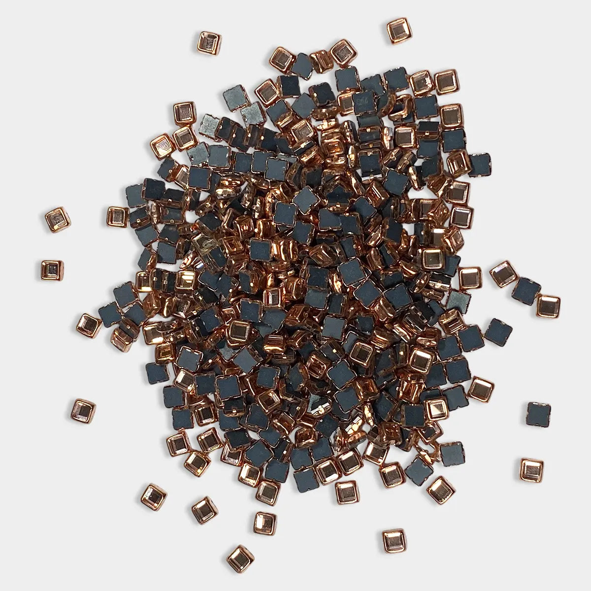 Framed Stone Flat Back Square Shape 3mm Copper Color (20grams)
