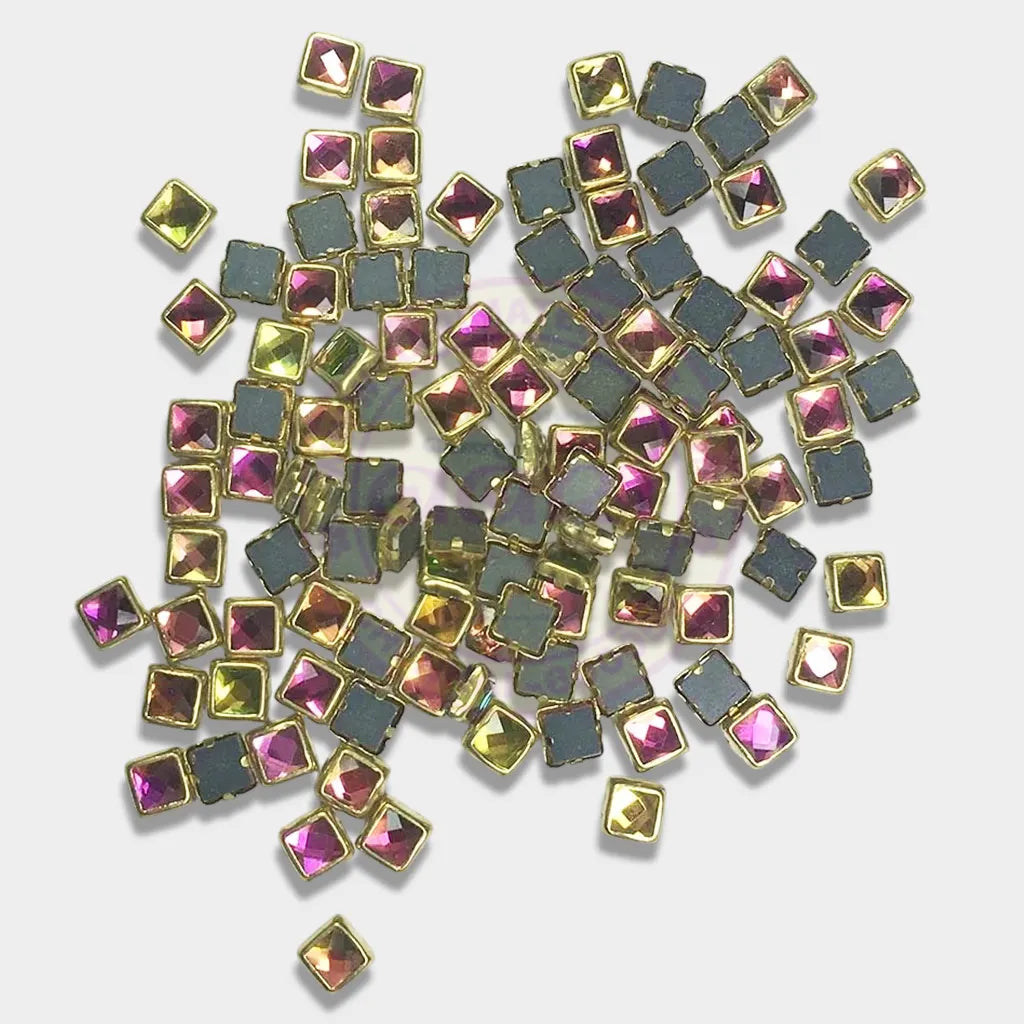 Framed Stone Flat Back Square Shape 5mm Multicolor (20Grams)