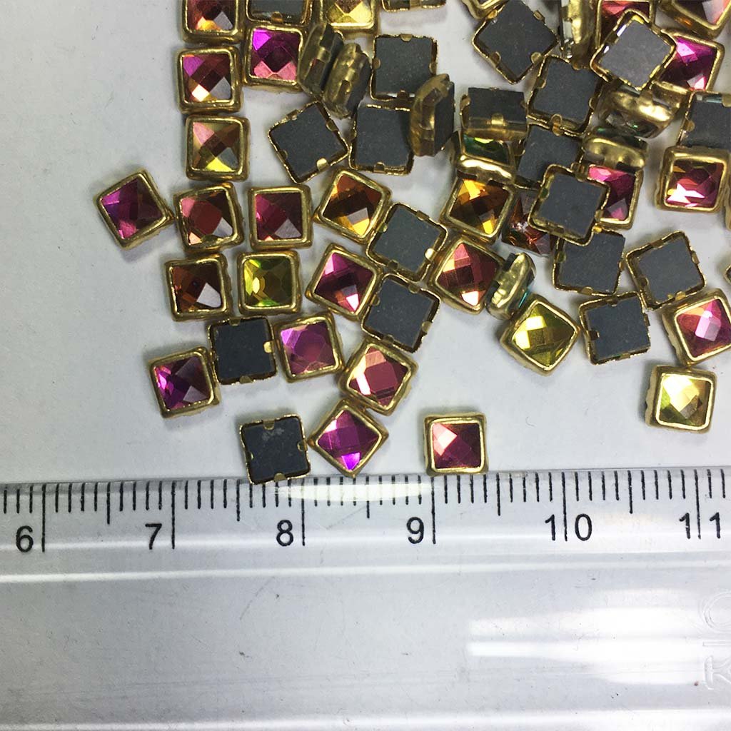 Framed Stone Flat Back Square Shape 5mm Multicolor (20Grams)