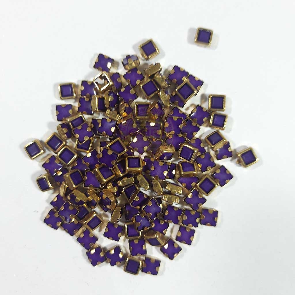 Matt Kundan(Framed) Stones Square Shape 5mm Color Violet (10grams)