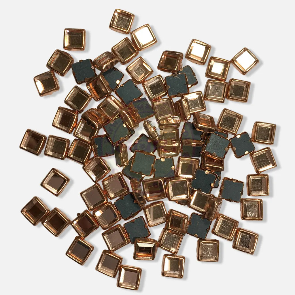 Framed Stone Flat Back Square Shape 6mm Copper Color (25grams)