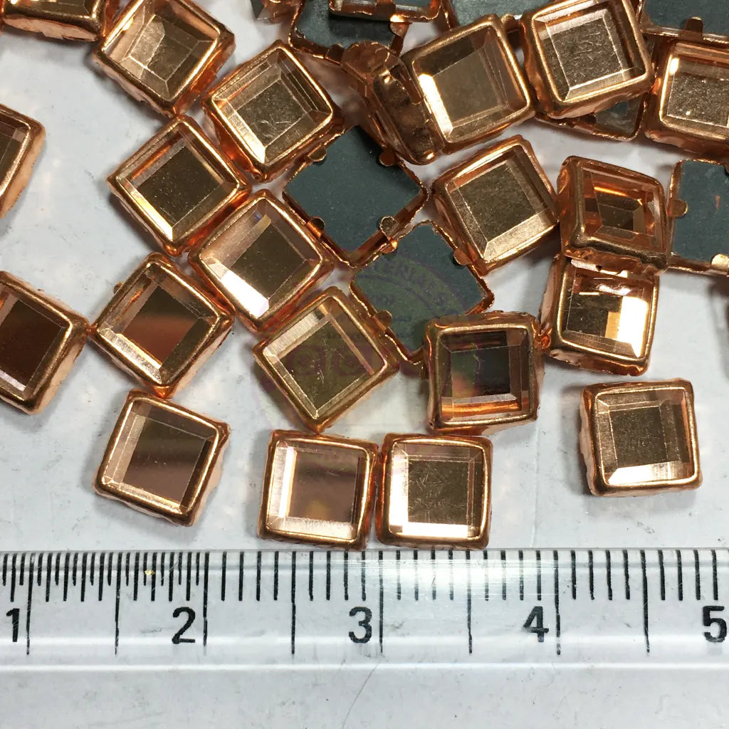 Framed Stone Flat Back Square Shape 6mm Copper Color (25grams)