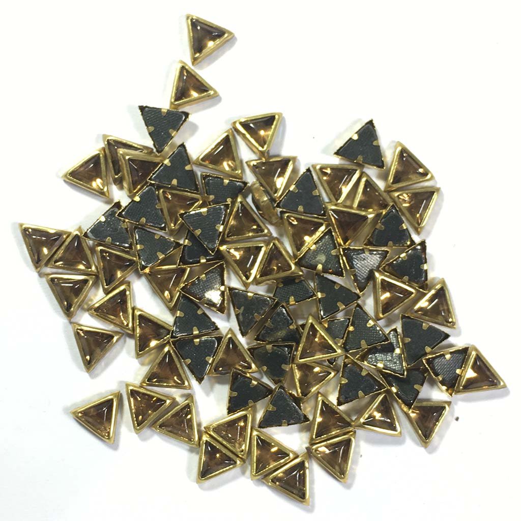 Framed Stone Flat Back Triangle Shape 10MM Color Gold (25grams)