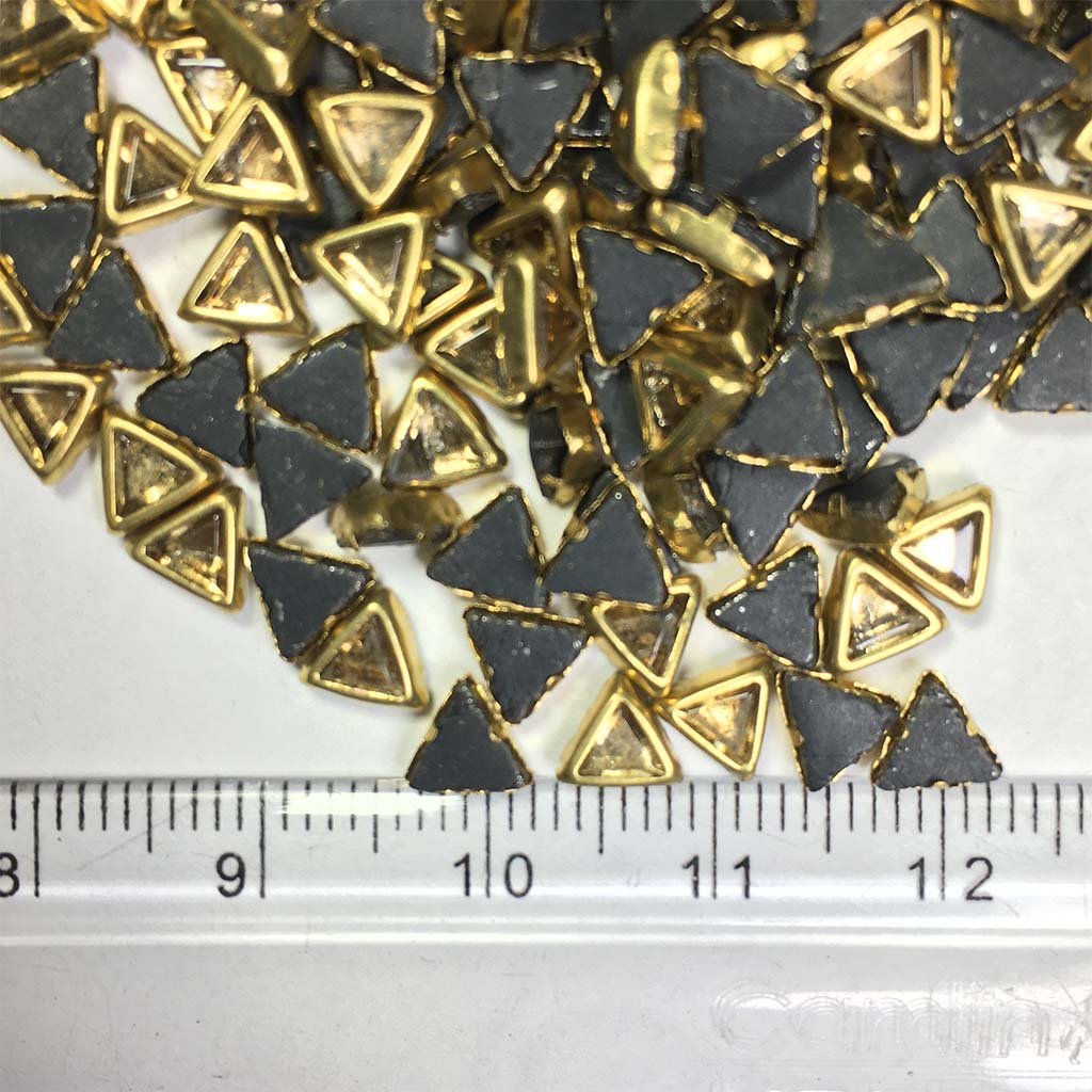 Framed Stone Flat Back Triangle Shape 4mm(4x4) Color Gold (25grams)