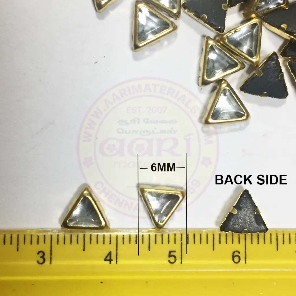 Framed Stone Flat Back Triangle Shape 6mm(6X6) Color White (25grams)