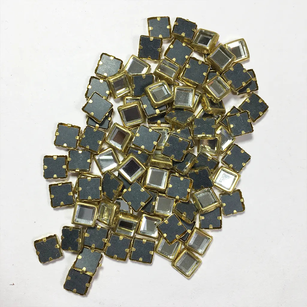 Framed Stone Mirror Type Square Shape 6MM Color White (25grams)