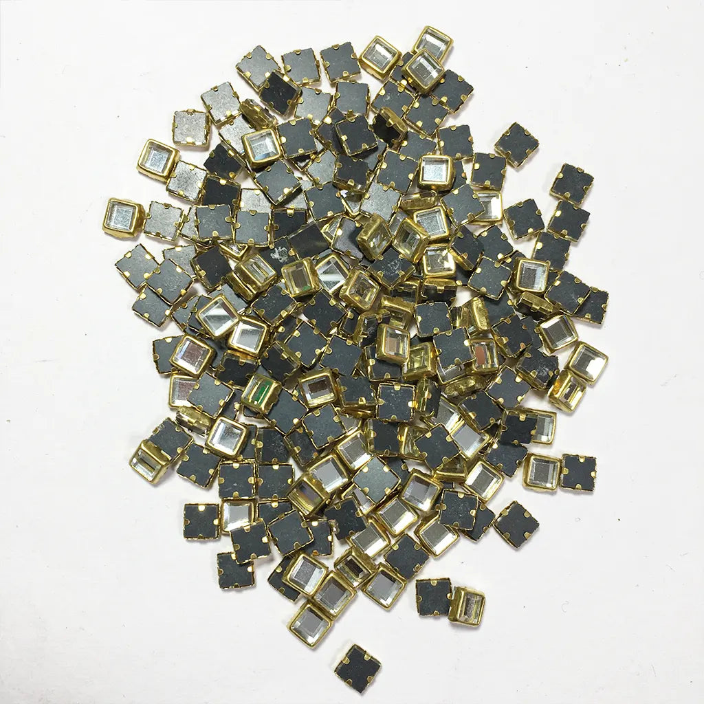 Framed Stone Mirror Type Square Shape 4MM Color White (25grams)