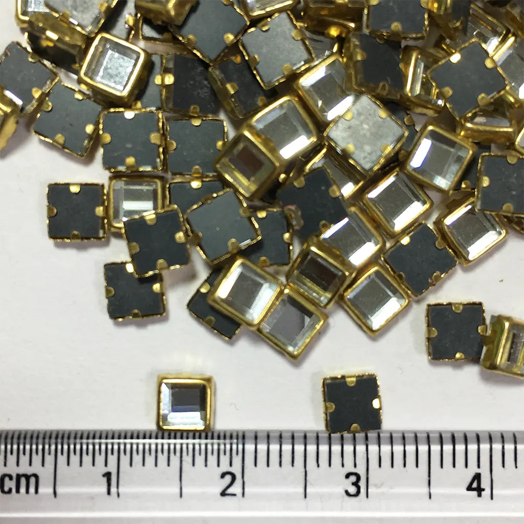 Framed Stone Mirror Type Square Shape 4MM Color White (25grams)