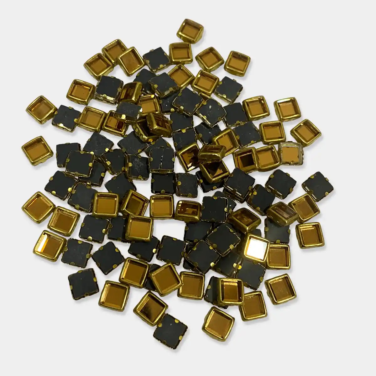 Framed Stone Mirror Type Square Shape 6MM Color Gold (20grams)