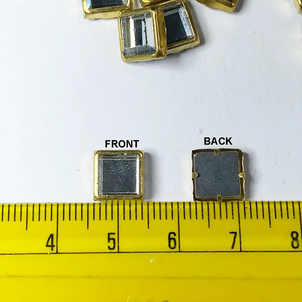 Framed Stone Mirror Type Square Shape 8MM(Big) Color White (25grams)