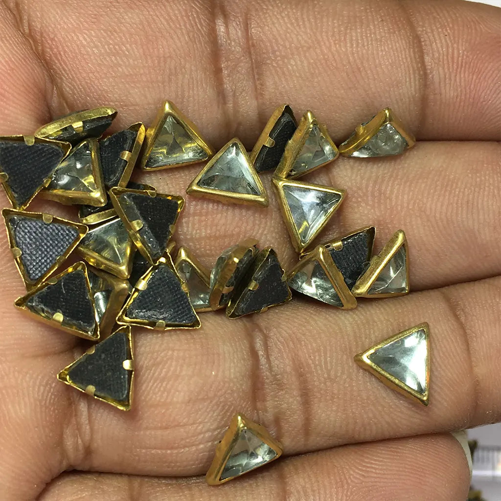 Framed Stone Triangle Shape 10MM Color White (25grams)