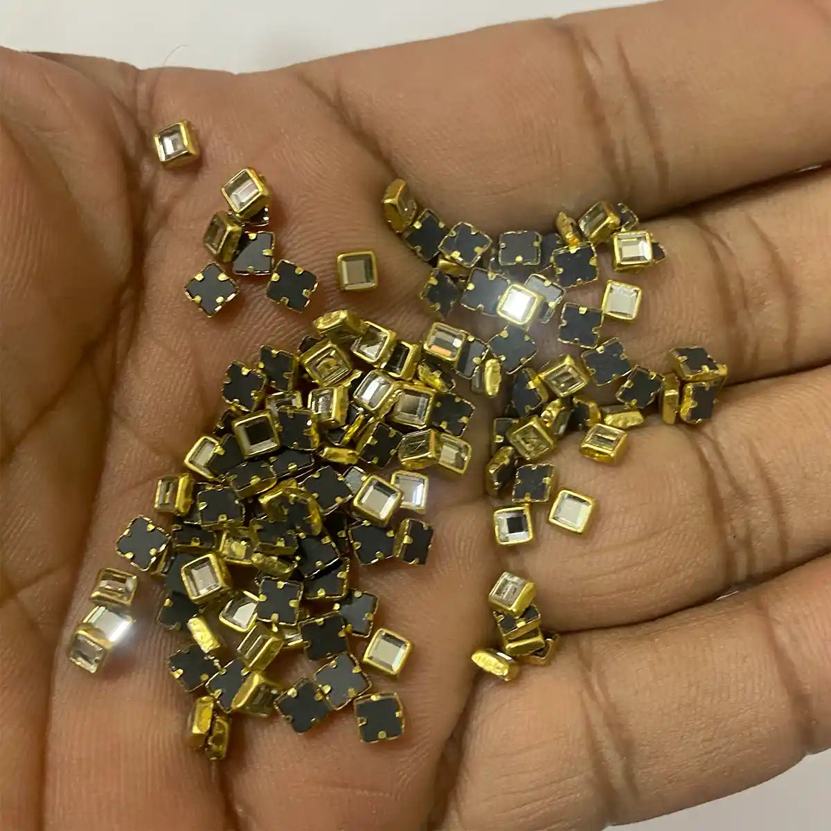 Framed Stone Square Shape 3MM Color White (20grams)