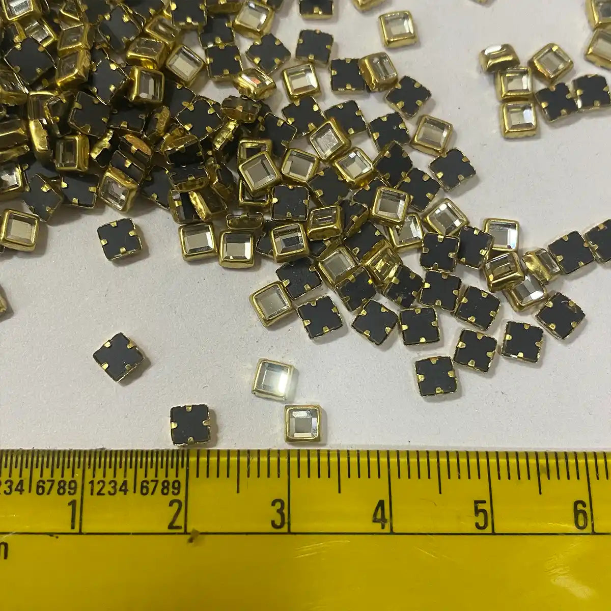 Framed Stone Square Shape 3MM Color White (20grams)