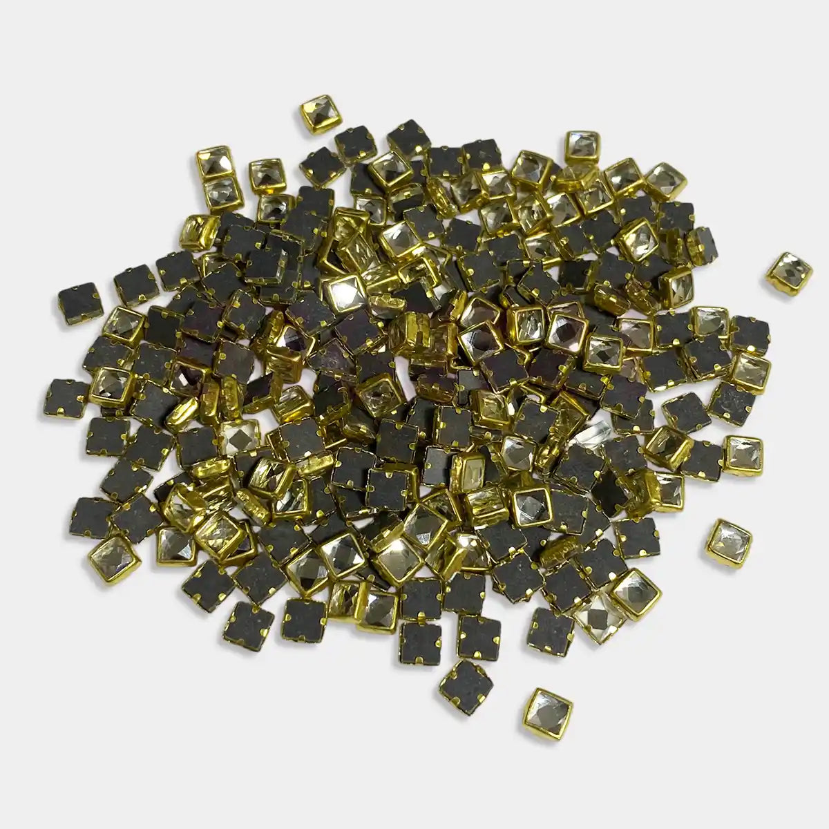 Framed Stone Square Shape 4MM(4x4) Color White (25grams)