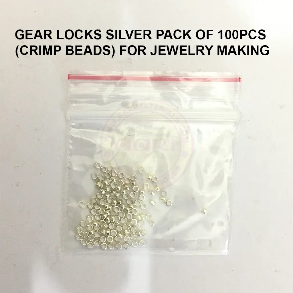 Gear Locks  (Crimp Beads) Silver Pack of 100pcs for Jewelry Making