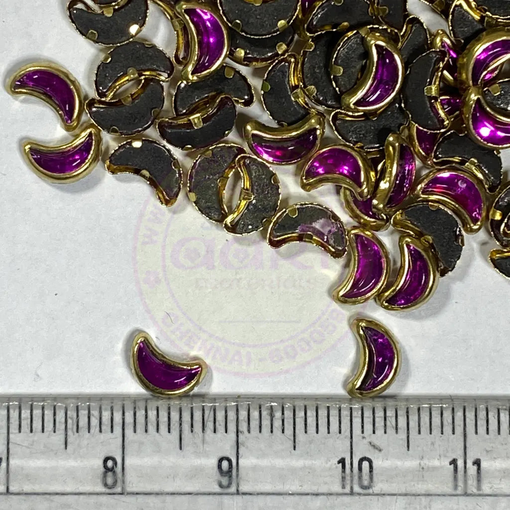 Glass Crescent or Moon Shape Kundan Stone Rose Color (20grams)