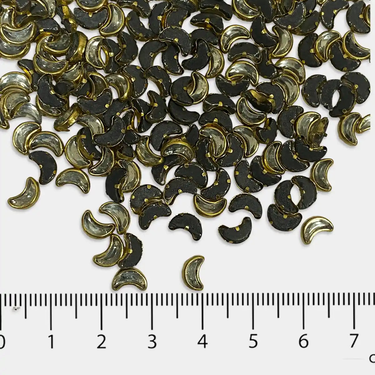 Glass Crescent or Moon Shape Kundan Stone 6x4mm White Color (20grams)