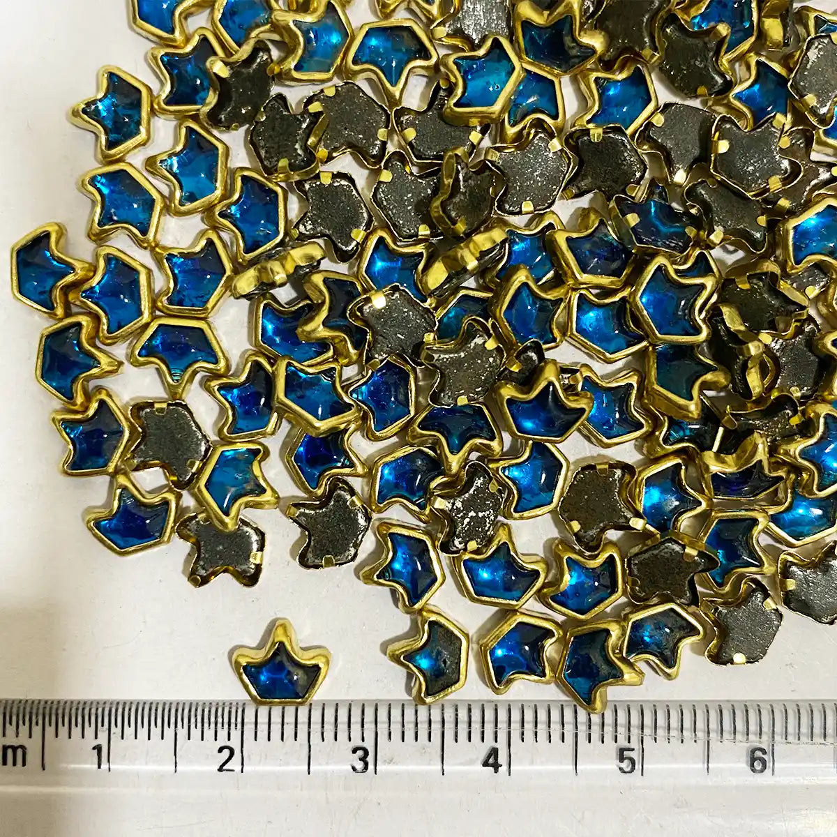 Glass Crown Shape Kundan Stone Sky Blue Color (15grams)