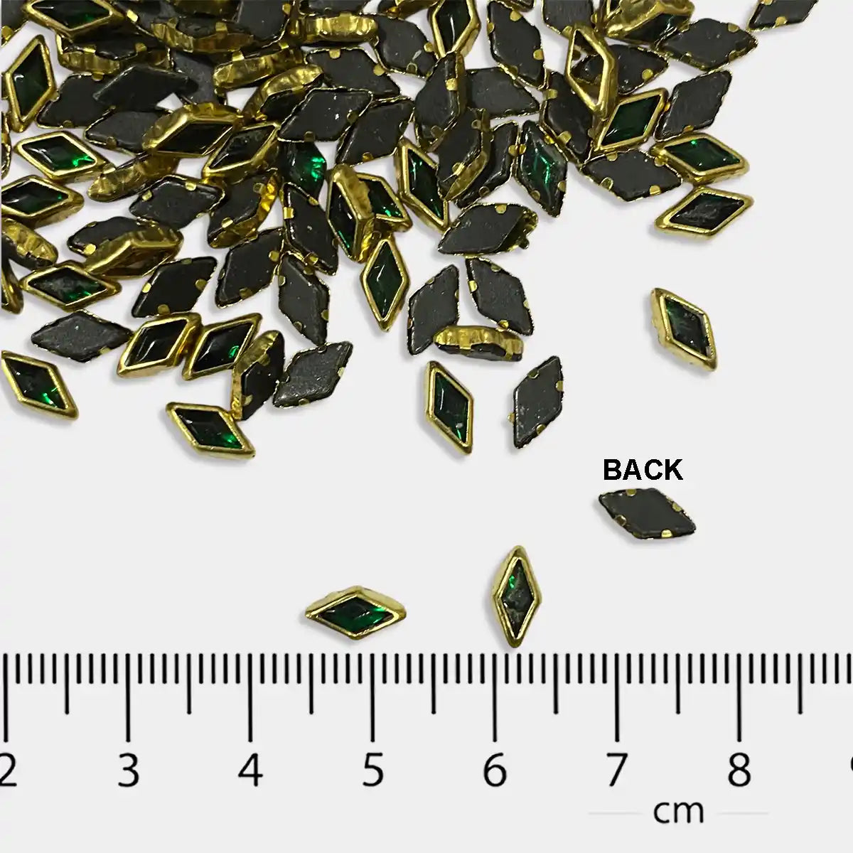 Glass Diamond Shape Kundan Stone 8x4MM Green Color (20grams)