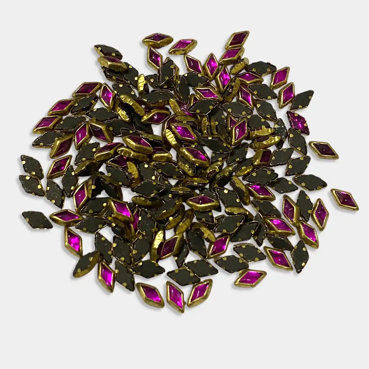 Glass Diamond Shape Kundan Stone 8x4MM Rose Color (20grams)