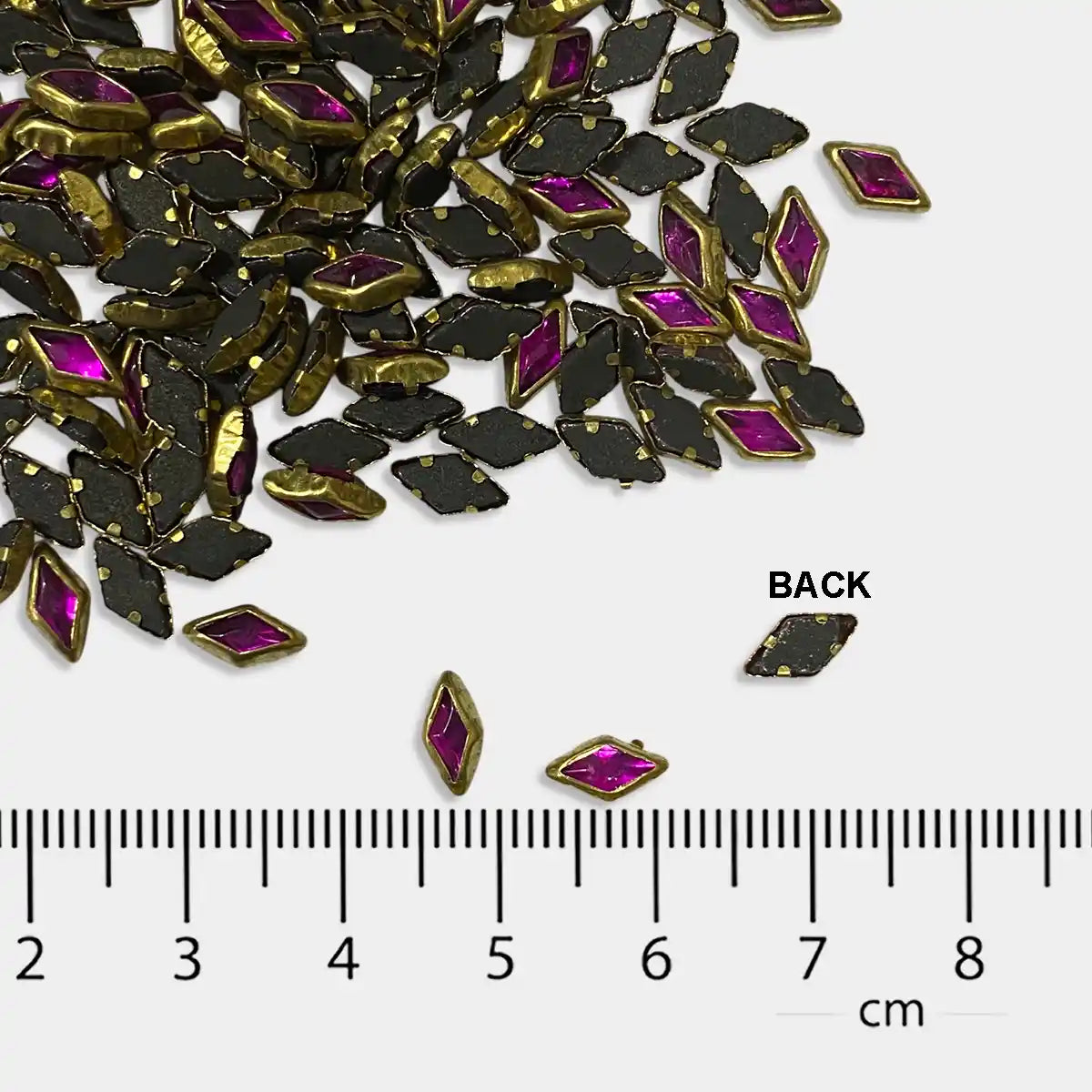 Glass Diamond Shape Kundan Stone 8x4MM Rose Color (20grams)