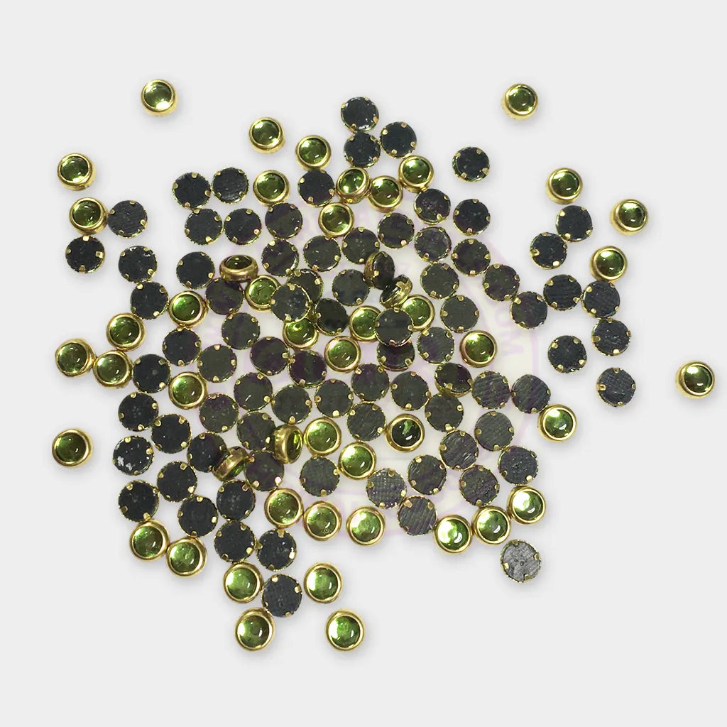 Glass Framed Stone Flat Back Round Shape 4mm Color Light Green (20grams)