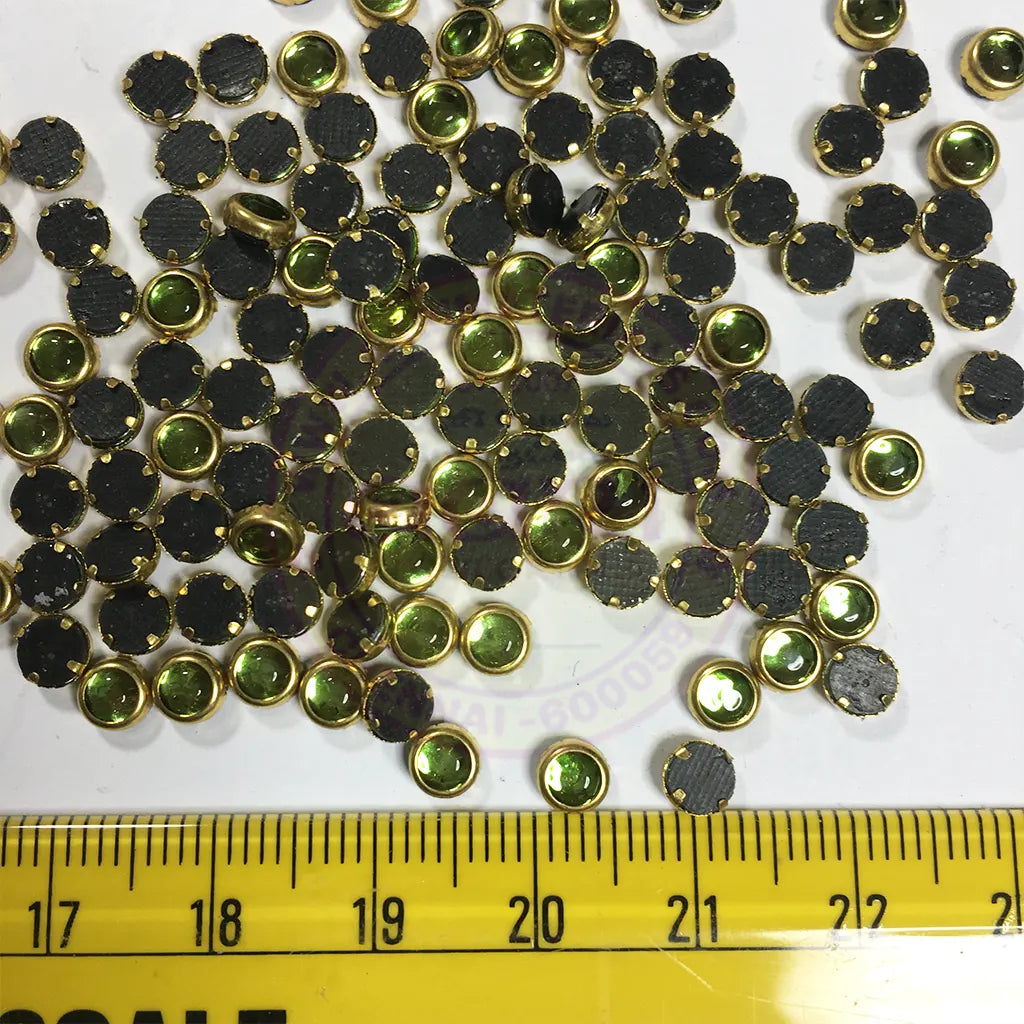 Glass Framed Stone Flat Back Round Shape 4mm Color Light Green (20grams)